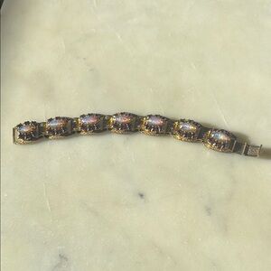 Elegant Gold and Pink Gemstone Bracelet